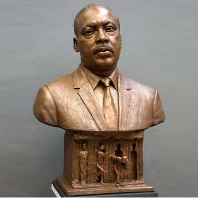 Black American leader Martin Luther King bust sculpture